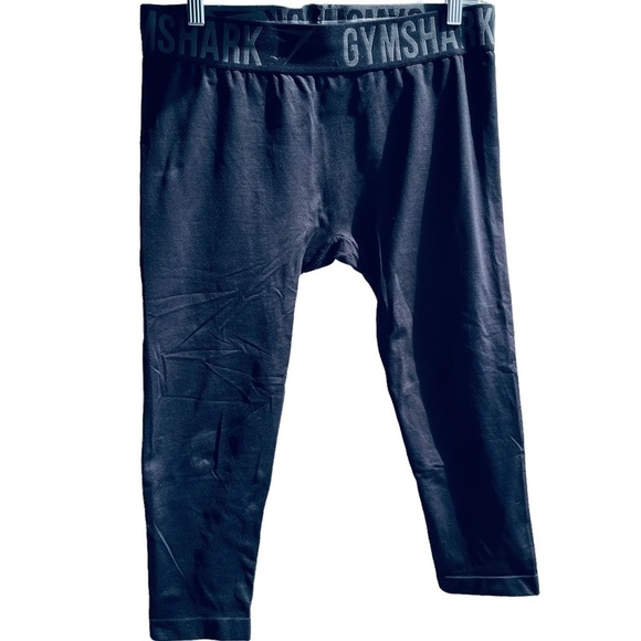 Gymshark Pants - GYMSHARK Black Capris Spandex Workout Crop Pants size medium wide band (7019)